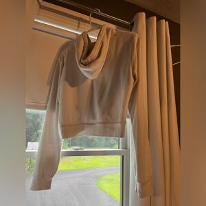 Brandy Melville White Crop Zip Hoodie